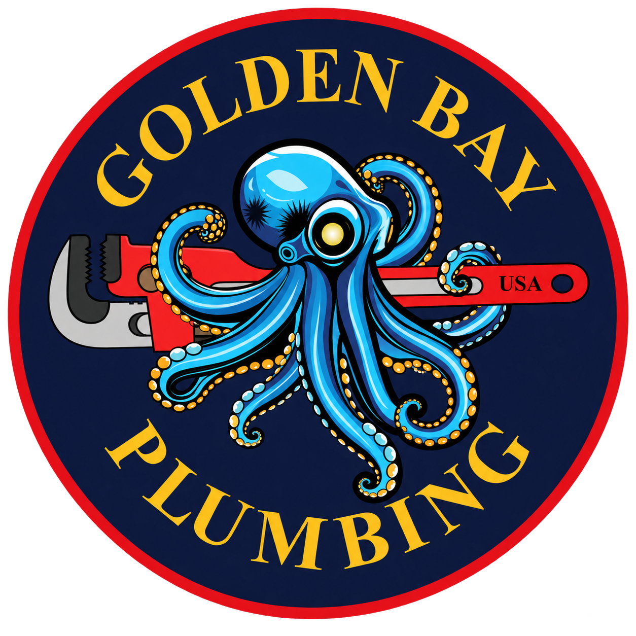 Golden Bay Plumbing octopus plumber logo