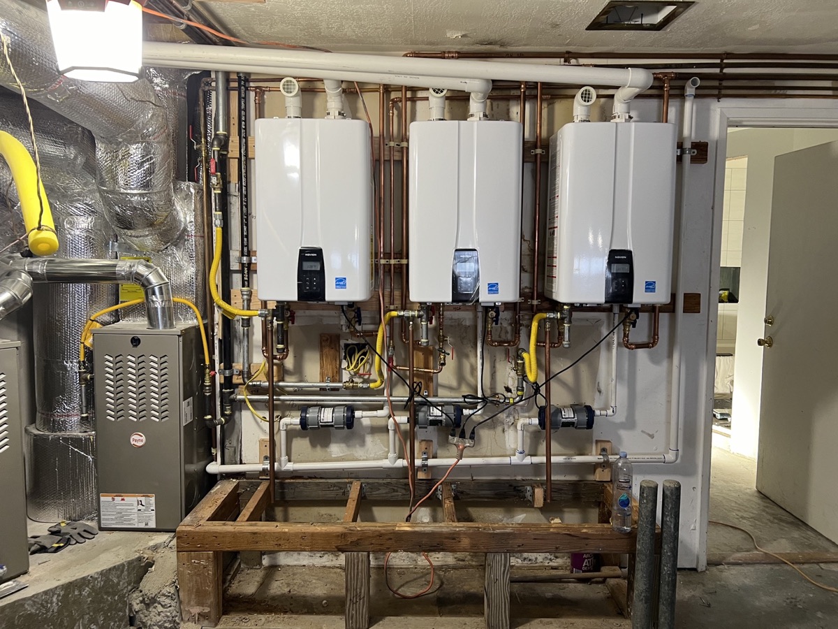 Multi-unit tankless system completed by Golden Bay Plumbing